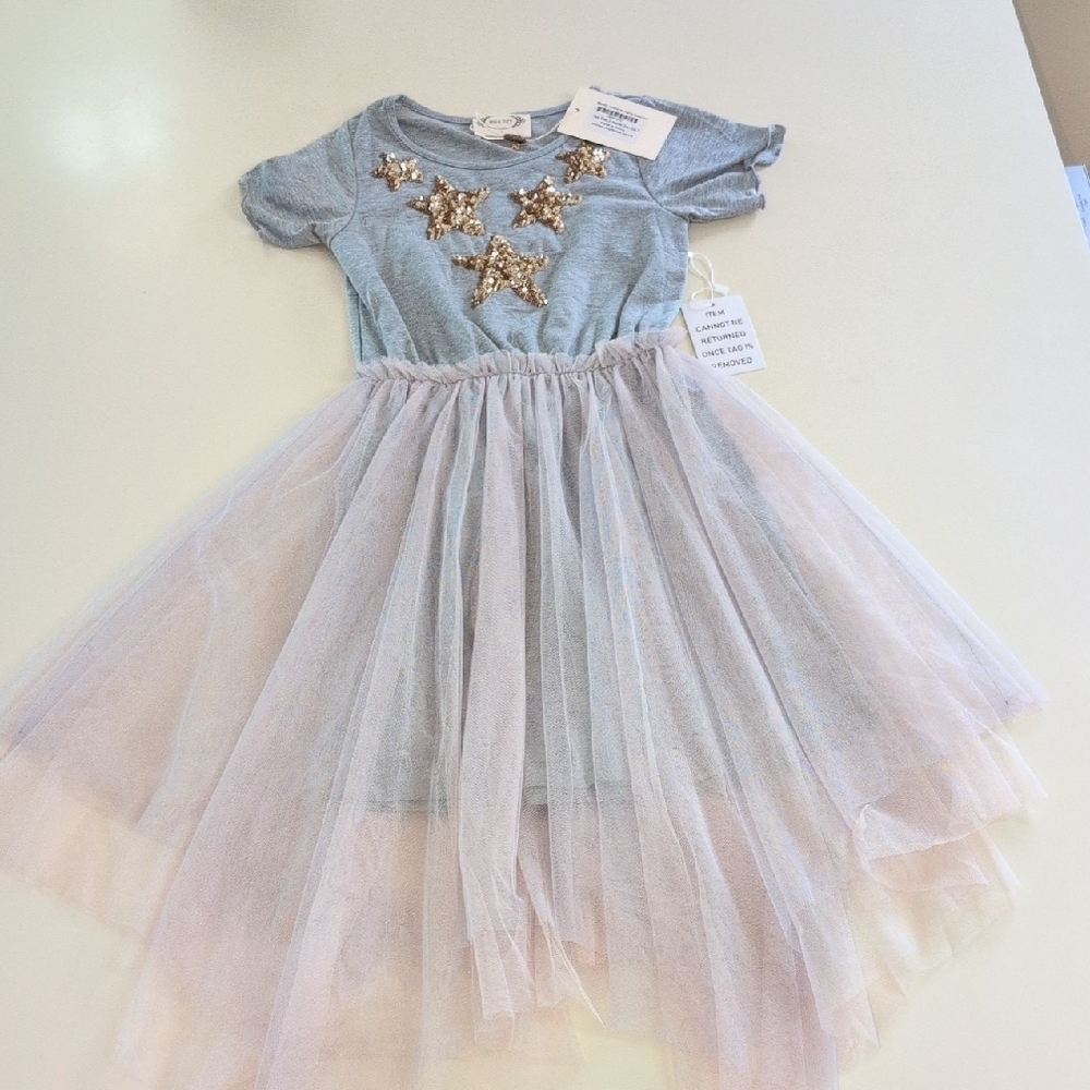 Mia Joy Girls Gray Star Tee with Light Pink Tulle Skirt Dress Size 7 - Picture 2 of 8